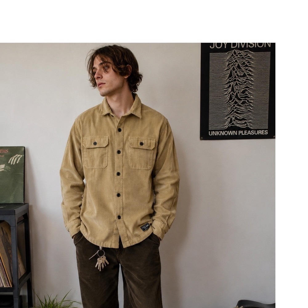 Union Bay Corduroy Button Down Shirt Men Medium Shacket Cotton Retro Y2k